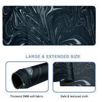 Tapis de souris de jeu grand format OEM vert foncé, motif vague fluide, lignes d'encre abstraites style anime, en caoutchouc pour clavier et souris