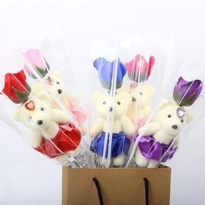 Rosa de jabón Multicolor de un solo oso para decoración del hogar, rosa de cumpleaños romántica, regalo creativo para el Día de San Valentín, suministros para decoración del hogar, 1 unidad - Product Image 5