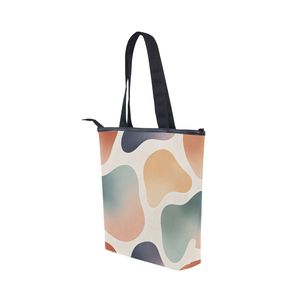 Abstract Pattern <b>Canvas</b> Tote <b>Bag</b> Zipper Shoulder Handbag <b>Large</b> Capacity Custom Shopping Travel <b>Bag</b> - Product Image 4