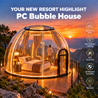 Dôme à bulles panoramique de luxe pour station de montagne, maison de glamping avec éclairage ambiant LED et montage rapide