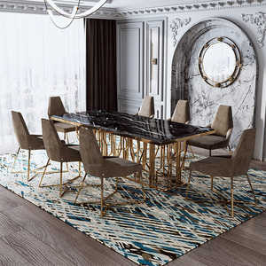 Ensemble de table et chaises de salle à manger de luxe, design moderne, plateau noir, 8 places, taille D - Product Image 4