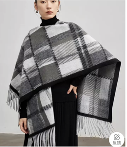 Écharpe en soie polyester imprimée géométrique 2025, grande étole en acrylique pour femme, décoration d'hiver - Product Image 2
