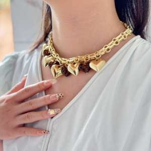 Moda Layered Lepord Coração Encantos Colar de Pingente com 18k Banhado a Ouro Link Cadeia Gargantilha Jóias Colar Conjuntos para As Mulheres - Product Image 2