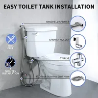 IFAN Ensemble de douchette de toilette musulmane portative en nickel pour salle de bain, pulvérisateur de bidet Shattaf