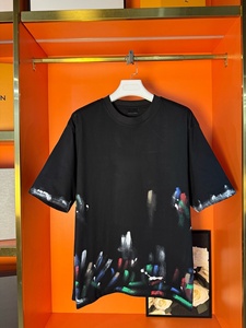 Original quality 100% cotton fashion casual graffiti splatter hip-hop Belen ciaga short-sleeved T-<b>shirt</b> for men - Product Image 2