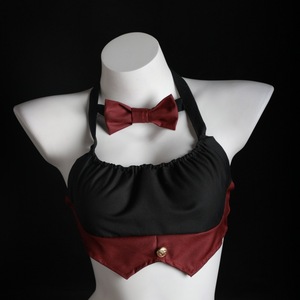 Lemon Story – haut sexy à col licou avec nœud papillon, noir et rouge, Costume de jeu de rôle pour femmes, ensemble uniforme d'écolière - Product Image 1