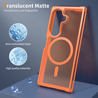 Coque de téléphone magnétique translucide orange soyeuse au toucher doux pour Samsung Z Fold 7 8 Ultra, antichoc, compatible avec la charge sans fil
