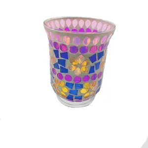 Handgefertigte farbige benutzerdefinierte Teelichter klares Weihbuch Mosaik Glaskerzenhalter für Hochzeit