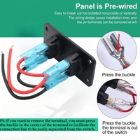 Panneau d'interrupteurs pour éclairage tout-terrain 12V, 3 broches marche/arrêt, étanche, 2 interrupteurs à bascule ronds pour voiture, remorque, camion, bateau, camping-car