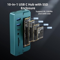Boîtier SSD en alliage d'aluminium haute vitesse 10 Gbps interchangeable 2230/2242/2260/2280, station d'accueil Hub 10-en-1 pour USB 3.1 2.1 et Micro SD