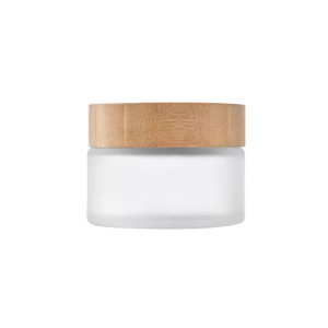 Pot en verre givré avec couvercle en bambou véritable 5g/10g/50g/3oz, vente en gros de contenants pour crème cosmétique avec bouchon en bois - Product Image 5