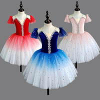 Robe longue de ballerine pour filles, costume de danse Giselle pour enfants, jupe tutu rouge romantique pour spectacle de danse du cygne