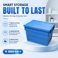 Boîte en plastique HDPE/PP perforée, empilable, emboîtable et renforcée, avec couvercle intégré, pour le transport de marchandises lourdes