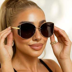 Lunettes de soleil surdimensionnées pour femmes avec logo personnalisé 2025, monture en alliage de haute qualité, protection UV400, branches métalliques, idéales pour la conduite - Product Image 6