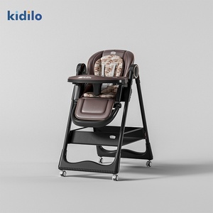 <span class=keywords><strong>Silla</strong></span> Alta para Bebé Kidilo KD505, Plegable, Ajustable, Multifuncional, <span class=keywords><strong>Silla</strong></span> de Aprendizaje OLIVER, Compatible con Automóviles, Color Negro/Gris, para Comer - Product Image 3
