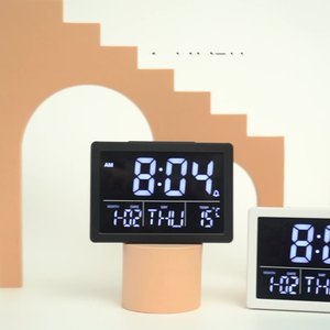 LCD kỹ thuật số Trạm thời tiết đồng hồ báo thức với Big snooze nút ánh sáng hiện đại nhựa đồng hồ treo tường cho bàn hoặc nhà Quà Tặng - Product Image 2