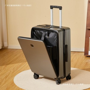 Front Opening Carry On <b>Suitcase</b> 20 <b>Inch</b> Lightweight Swivel Wheels Side Sliding Cover Unisex Travel Luggage - Product Image 1