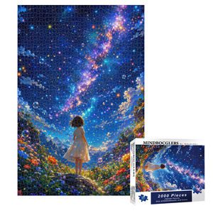 2000 Piezas Rompecabezas de Niña con Cielo Estrellado de Fantasía, Impresión Heidelberg, Troquelado, Acabado Mate, Base de Cartón Gris de 2mm, Marcado Alfabético, OEM a Granel para Manualidades - Product Image 1