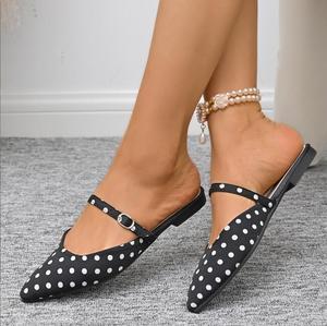 Sandalias Mary Jane para mujer, nueva correa con estampado <span class=keywords><strong>de</strong></span> puntos, <span class=keywords><strong>zapatillas</strong></span> planas con <span class=keywords><strong>punta</strong></span> en pico, <span class=keywords><strong>zapatillas</strong></span> planas <span class=keywords><strong>de</strong></span> Ballet para mujer, medias <span class=keywords><strong>zapatillas</strong></span> - Product Image 4