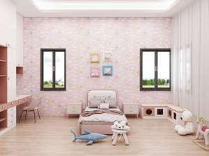Ensemble de meubles de chambre d'enfant rose moderne avec des caractéristiques de sécurité, armoire modulaire en bois - Product Image 3