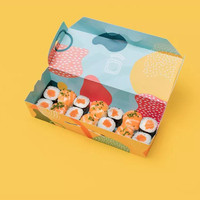 Caja de Sushi de papel de arte desechable personalizada con diferentes capas, laminado brillante mate, logotipo personalizado para exhibir rollos de Sushi