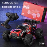 Camion tout-terrain télécommandé 2.4G 1:16, voiture RC sans balais 4WD RTR avec câble USB