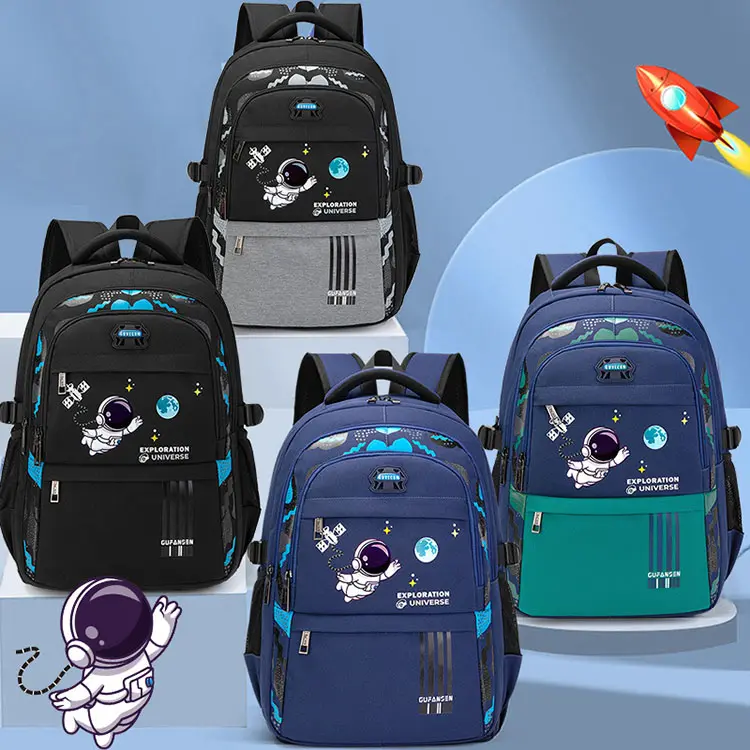 Different size Waterproof spacemen cartoon book bag backpack School Backpack Bag For Kids primary school