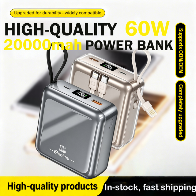 Custom Logo PD 22.5W 20000mah Slim and Lightweight Power Bank for Outdoors Use