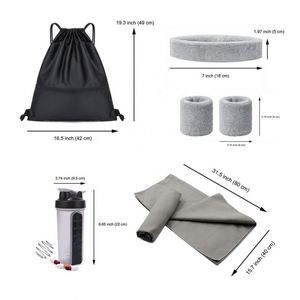 Botella Mezcladora con Logotipo Personalizado, Toalla de Secado Rápido, Bolsa con Cordón, Cintas para el Sudor, Kit de Artículos Deportivos para Promoción de Fitness - Product Image 2
