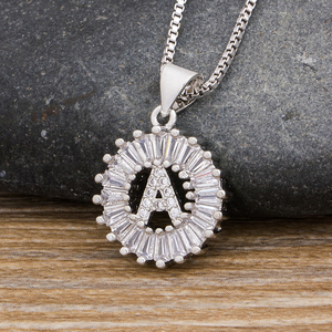 High Quality Cubic Zirconia 26 Alphabet Letter <strong>Charm</strong> Pendant <strong>Necklaces</strong>, A-Z <strong>Initial</strong> <strong>Charm</strong> Chain <strong>Necklace</strong> for Women - Product Image 2
