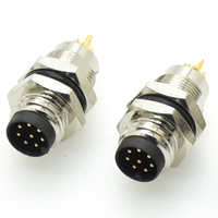 Connecteur M8 circulaire étanche IP67 à 8 broches pour montage sur circuit imprimé, prise mâle à fixation arrière, fournisseur de connecteurs