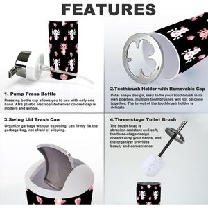 Romántico Valentine Axolotls Juego de accesorios de baño de 6 piezas sin costuras para estampado textil Decoración hecha a mano para el hogar con acabado cromado - Product Image 5