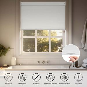Blackout Built-In Electric Honeycomb Cellular <b>Shades</b> Cordless Automatic <b>Window</b> Coverings for French <b>Windows</b> Everyday Use - Product Image 2