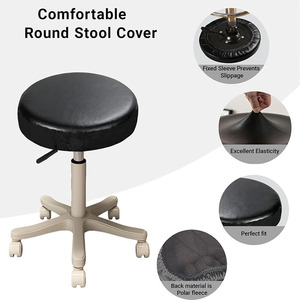 Housses <span class=keywords><strong>de</strong></span> tabourets <span class=keywords><strong>de</strong></span> <span class=keywords><strong>bar</strong></span> universelles 8678 en cuir PU noir, faciles à installer, avec ourlet élastique <span class=keywords><strong>pour</strong></span> chaises rondes, nettoyage facile - Product Image 4