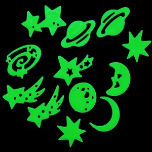 10 setsCosmic Star Glow Aufkleber selbst klebende Schlafzimmer Cartoon Wand paste Harz fluor zierende Sterne Mond
