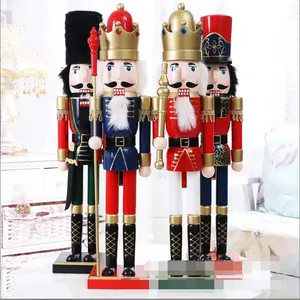 Navidad Dekor Artikel Produkte Figur Spielzeug Ornamente Holz 60cm Nussknacker Soldat Puppe Ornamente Holz Nussknacker Weihnachten