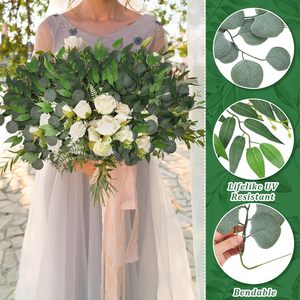 Feuilles d'eucalyptus et de saule artificielles résistantes aux UV, à longue tige pliable pour clôture extérieure et <span class=keywords><strong>jardin</strong></span> - Support OEM - Product Image 6