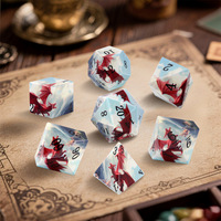 Nouvel ensemble de dés polyédriques DND7 en acrylique avec impression UV et sac en flanelle pour le jeu de table Dungeons and Dragons