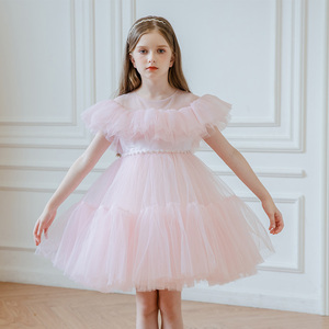 chinese dress ladies Light Pink Bowknot Ruffle Flower Girl Dress - Light Pink / 7-8 Years (140cm)