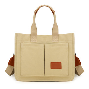 Sac à bandoulière simple pour femme, style urbain et épuré, en toile avec fermeture éclair et doublure en polyester, grande capacité pour les trajets quotidiens, les loisirs et les voyages - Product Image 1