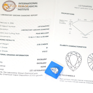 Diamante Cultivado en Laboratorio con Corte Pera, Certificado IGI, Color D, Claridad VVS2, 3.05CT, Blanco, para Joyería, Venta al Por Mayor - Product Image 6