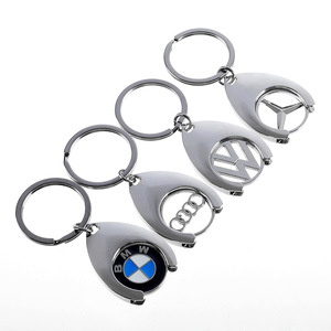 Porte-clés transfrontaliers en alliage de zinc électroplaqué avec logos de voitures <span class=keywords><strong>Mercedes</strong></span>-Benz et Audi, jetons de chariot de supermarché et anneaux porte-clés - Product Image 2