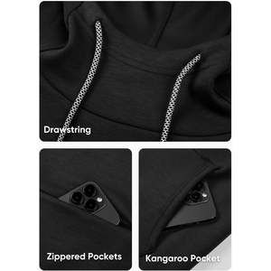 Sudadera con capucha deportiva personalizada para hombre, sudadera deportiva sólida con ajuste muscular y bolsillos Kanga con cremallera y Jersey con cordón, talla XS - Product Image 2