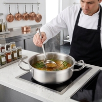 Vente en gros Grande marmite à sauce à double épis en acier inoxydable pour restaurant, hôtel, restauration, jus de lait, marmites à soupe et à bouillon avec couvercle