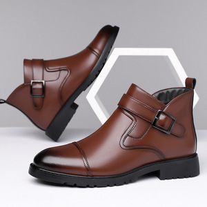 Botas de Invierno para Hombre, Estilo Chelsea, de Piel Genuina, Oxford, Casuales/Formales, Ligeras, Transpirables, Antideslizantes, con Suela Plana de Goma Suave - Product Image 4