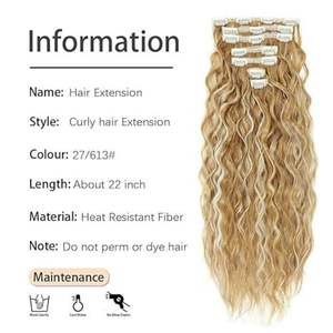 ผมต่อแบบเส้นใยทนความร้อนสูง ลอนยาวแบบคลื่นน้ำ ชุด 7 ชิ้น ผมสังเคราะห์สำหรับผู้หญิง - Product Image 2