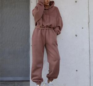 Conjunto Deportivo de Sudadera y Pantalones para Mujer, Talla XL, con Logotipo Personalizado, ODM, 2 Piezas, Sudadera con Cierre y Capucha, Pantalones Deportivos con Cintura Elástica, Invierno, 100% - Product Image 4