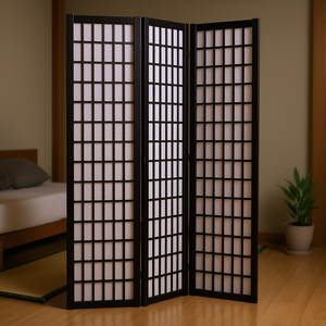 Paravent pliant en bois à 3 panneaux de style japonais, translucide, pour la décoration de la chambre à coucher, portable - Product Image 2