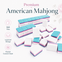 Ensemble de Mahjong Américain de Luxe 160 Tuiles, Tuiles Acryliques Quadri-couches Quatre Couleurs avec Motifs Desserts et Floraux pour Détaillants B2B