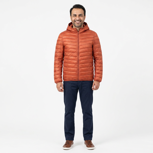 Veste matelassée pour homme avec logo personnalisé sur le devant, col montant en toile, vêtement d'extérieur chaud, veste de sport d'automne - Product Image 1